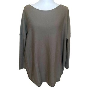 Grade & Gather Oversized Taupe Crew Neck Smock Sleeve Tunic Sweater Size S/M